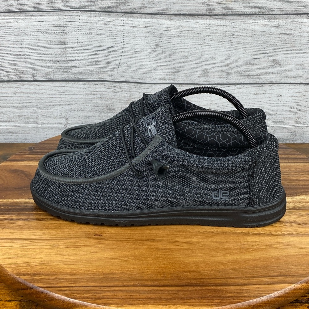 Hey Dude Wally Sox Micro Total Black Slip On Loafer Shoe Men’s Sneaker Size 9